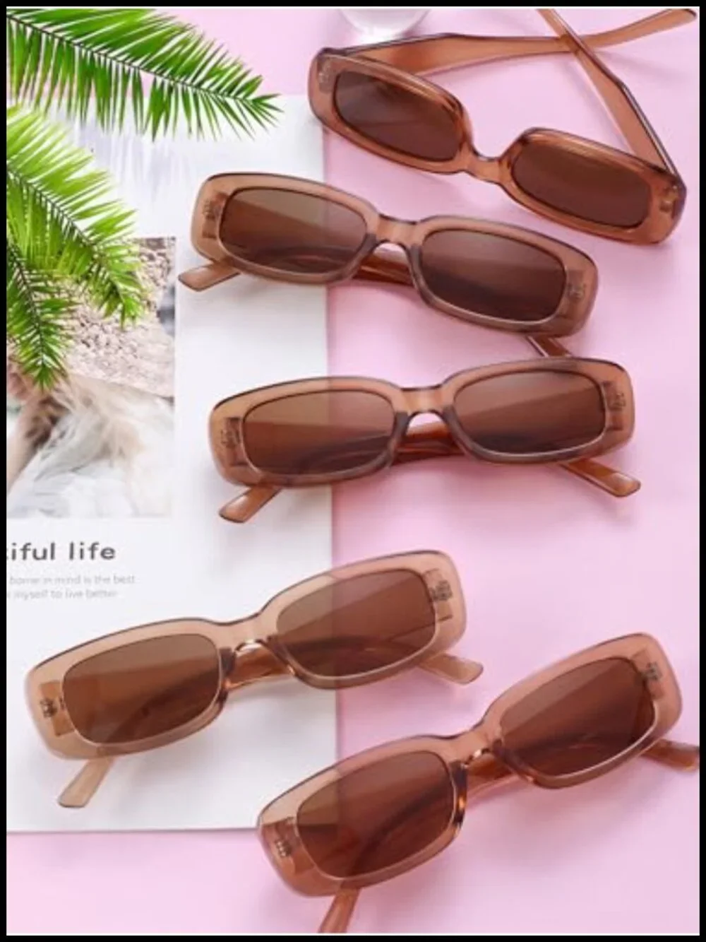 Retro Rectangle Sunglasses 90s Y2k Square Frame Plastic